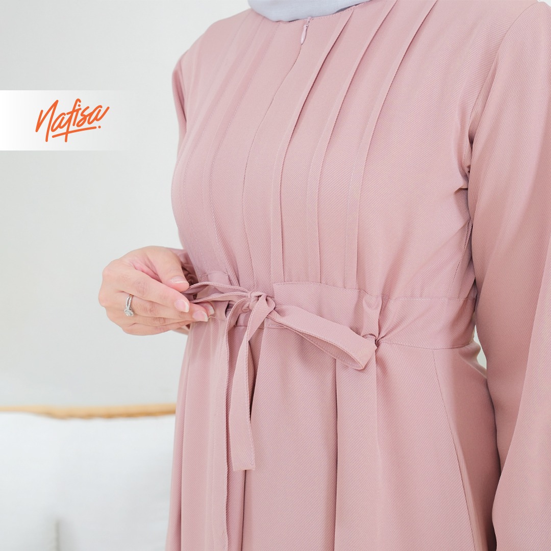Nafisa Dress Youra Baju Gamis Wanita Lengan Panjang Kekinian - Softmil