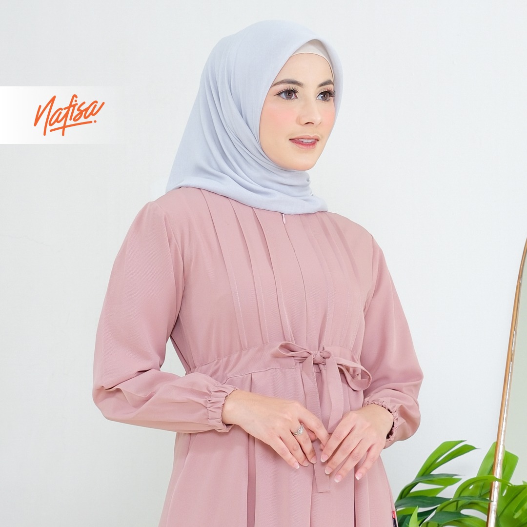 Nafisa Dress Youra Baju Gamis Wanita Lengan Panjang Kekinian - Softmil