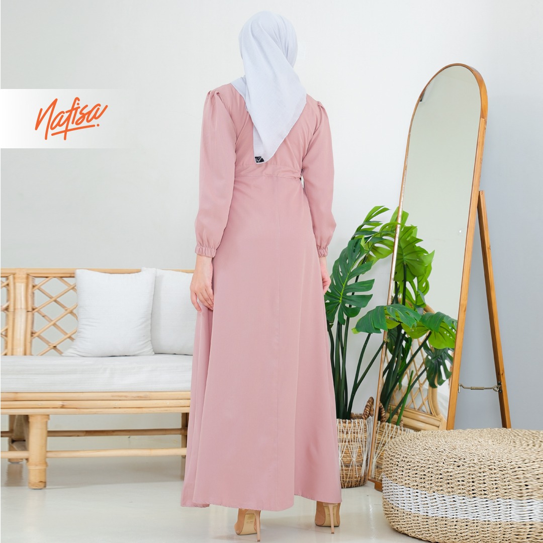 Nafisa Dress Youra Baju Gamis Wanita Lengan Panjang Kekinian - Softmil