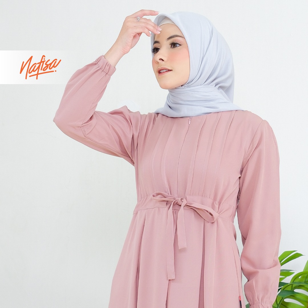 Nafisa Dress Youra Baju Gamis Wanita Lengan Panjang Kekinian - Softmil