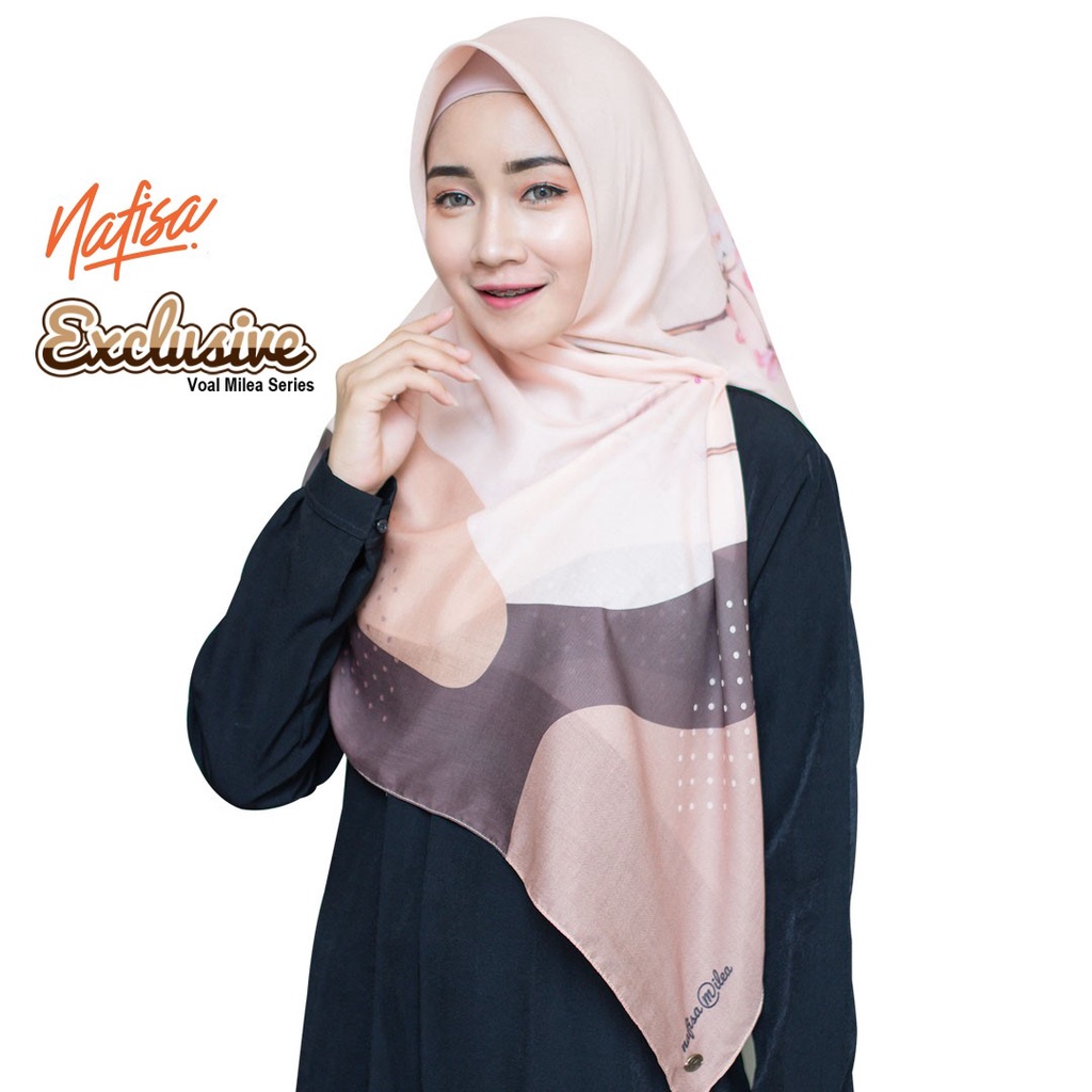 Nafisa Milea Scarf Voal Leura | Hijab Segiempat Voal Motif Premium Eksklusif