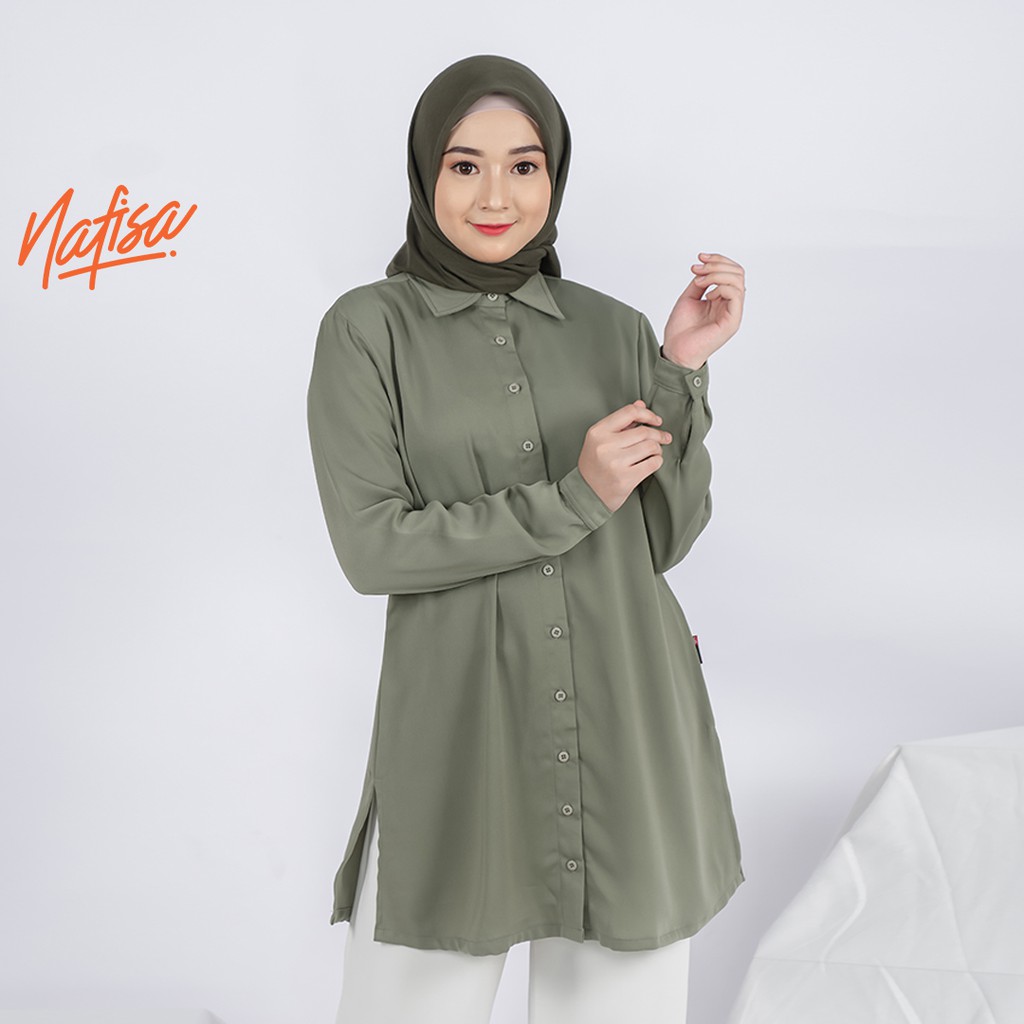 Nafisa Loria - Kemeja Atasan Muslim Wanita Size Kompit - SoftGreen