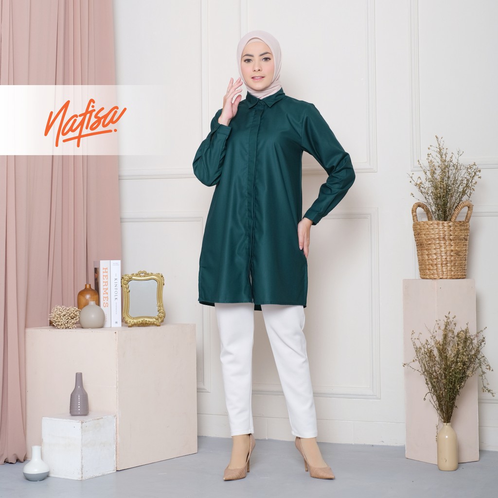 Nafisa Tunik Fleksibel Day - Kemeja Tunik Day To Day Atasan Muslim Size Lengkap - Grinflash
