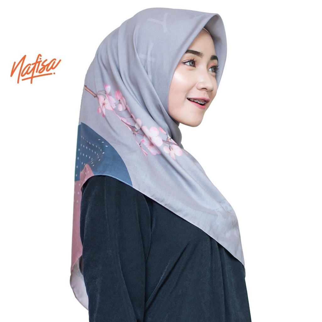 Nafisa Milea Scarf Voal Leura | Hijab Segiempat Voal Motif Premium Eksklusif