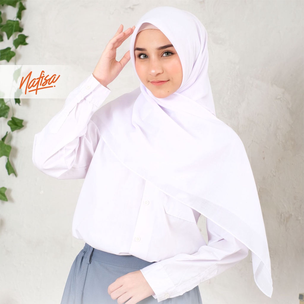 Nafisa Allura Size M Jilbab Segiempat Sekolah | Hijab Segiempat Remaja Scarf Polyester