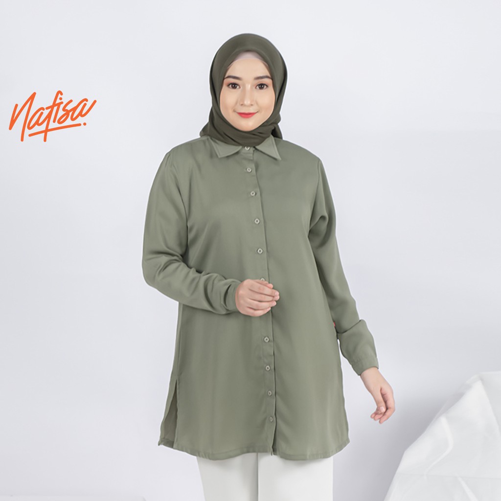Nafisa Loria - Kemeja Atasan Muslim Wanita Size Kompit - SoftGreen