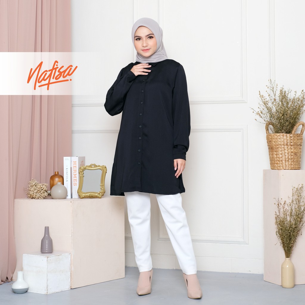 Nafisa Loria - Kemeja Atasan Muslim Wanita Size Kompit - Hitam