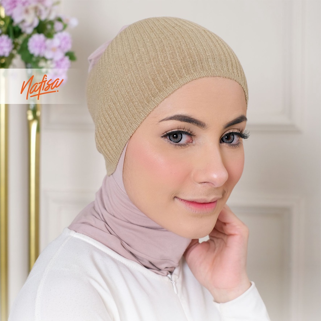 Nafisa Ciput Umi | Inner Rajut 1 Warna Anti Pusing | Ciput Jilbab Instan