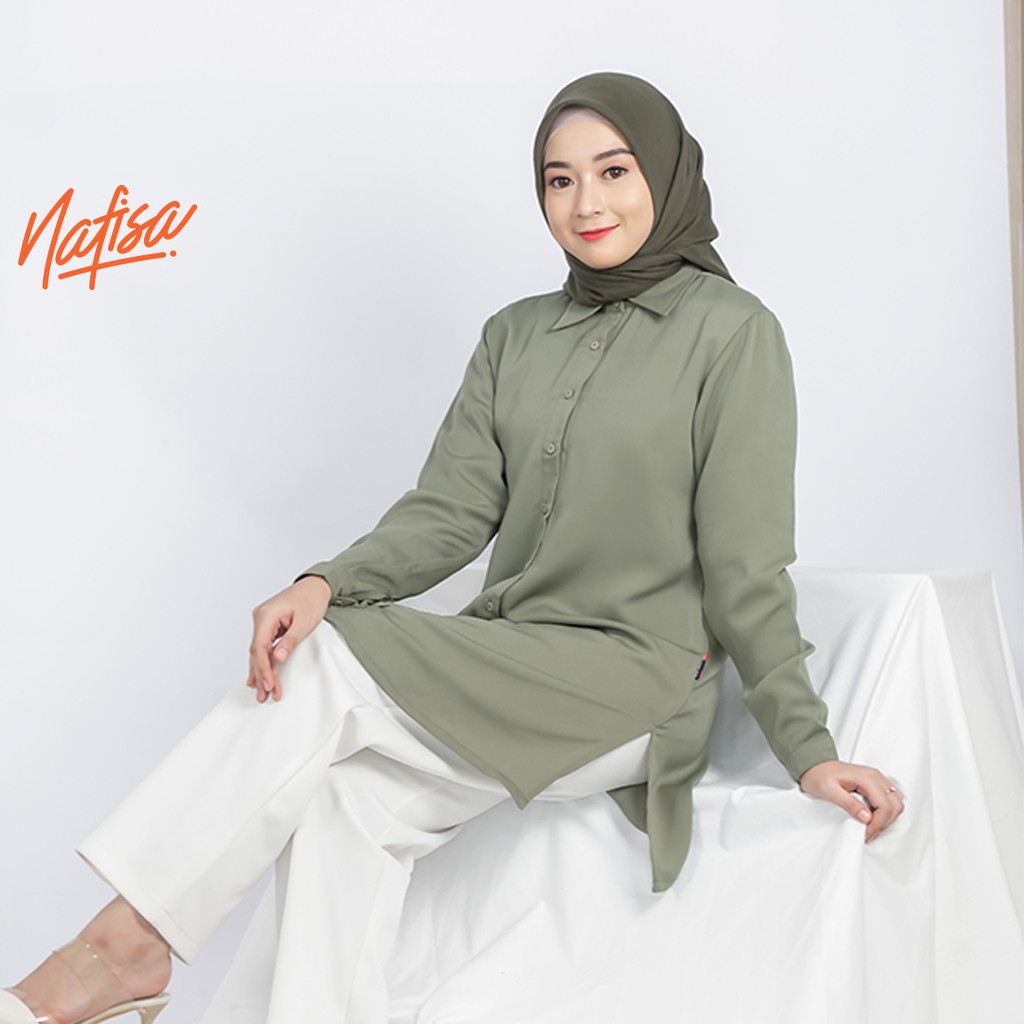 Nafisa Loria - Kemeja Atasan Muslim Wanita Size Kompit - SoftGreen
