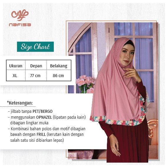 Nafisa Miranda - Kerudung Instan Tanpa Bergo - Hijab Kombinasi Motif Premium