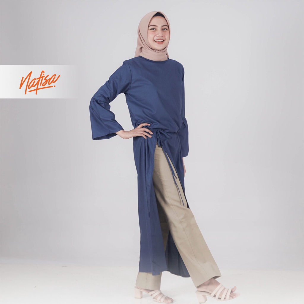 Nafisa Dress DR 04 - Baju Gamis Wanita Lengan Panjang Kekinian Dress Simple Elegant Busui Friendly