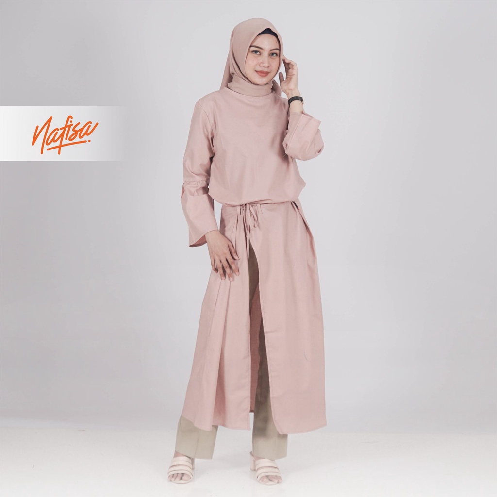 Nafisa Dress DR 04 - Baju Gamis Wanita Lengan Panjang Kekinian Dress Simple Elegant Busui Friendly