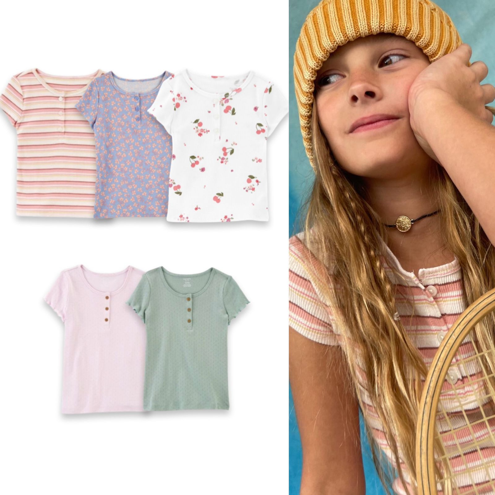 Oshkosh Girls Rib Henley Tee