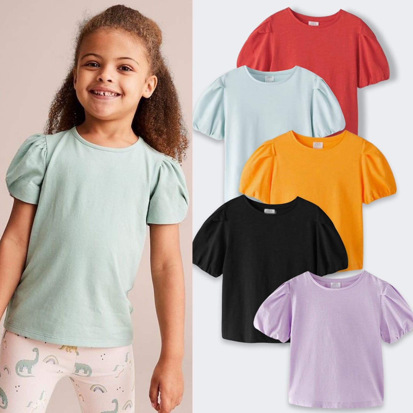 Zara Girls Balloon Sleeve T-Shirts