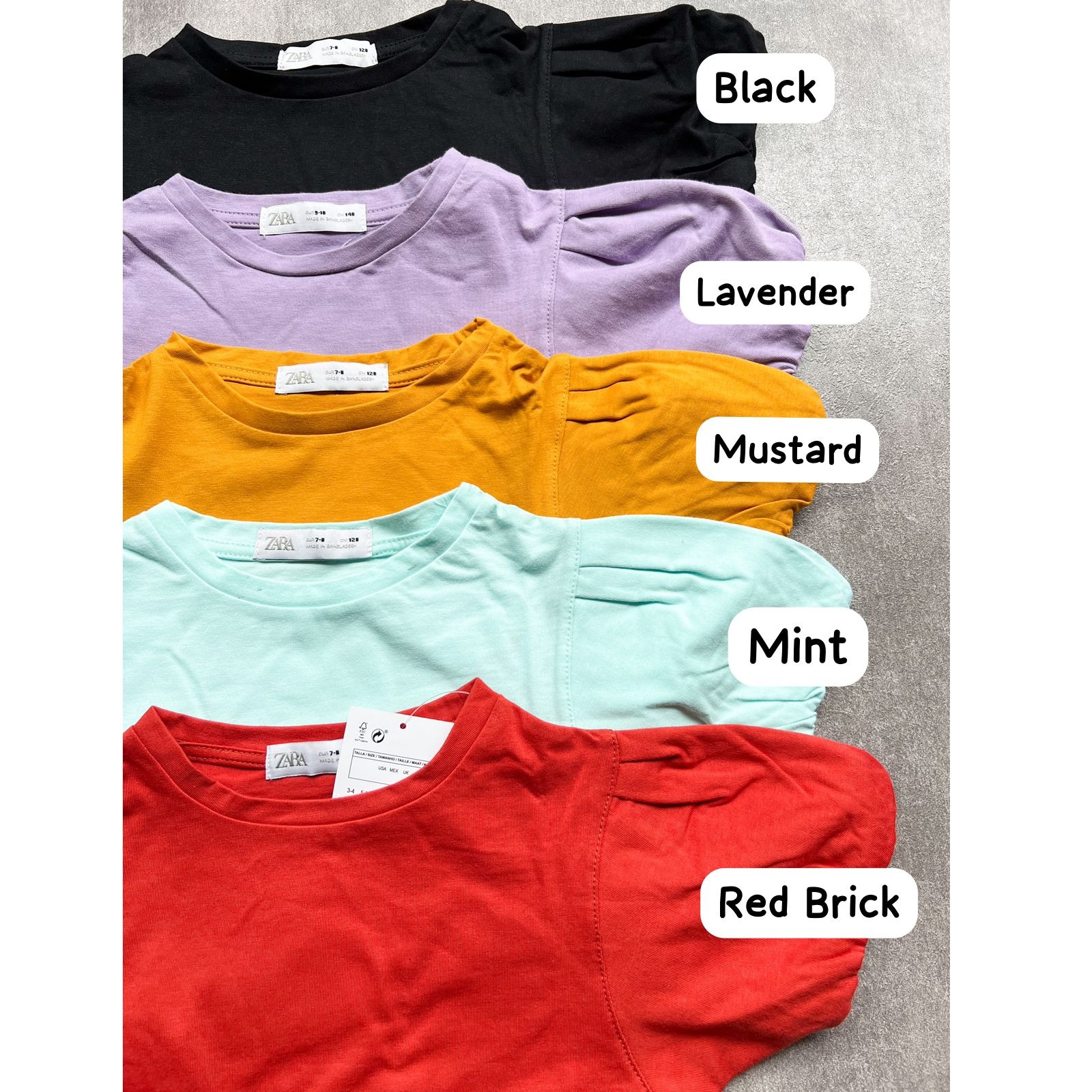 Zara Girls Balloon Sleeve T-Shirts