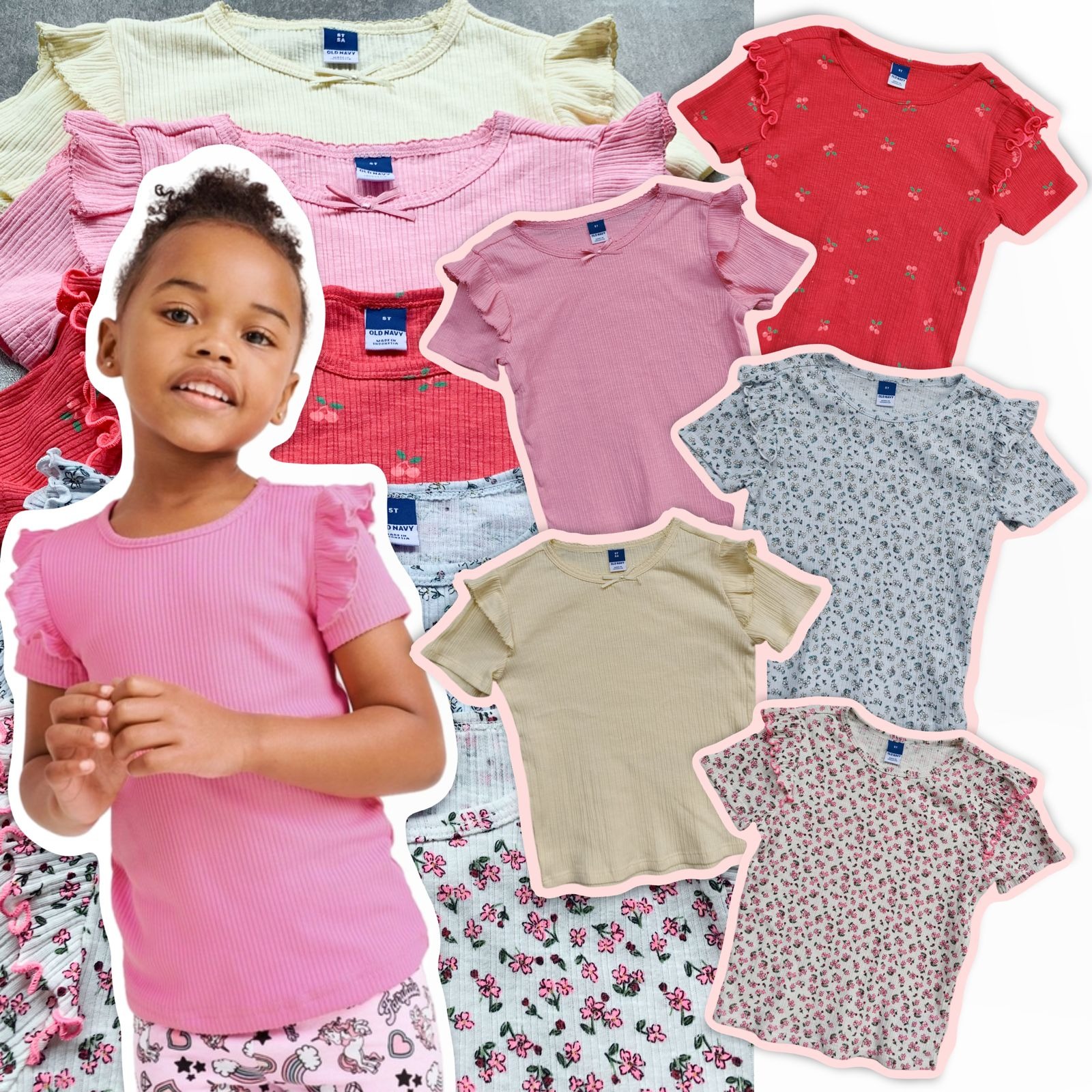 OLDNAVY Girls Ruffle Rib T-Shirts