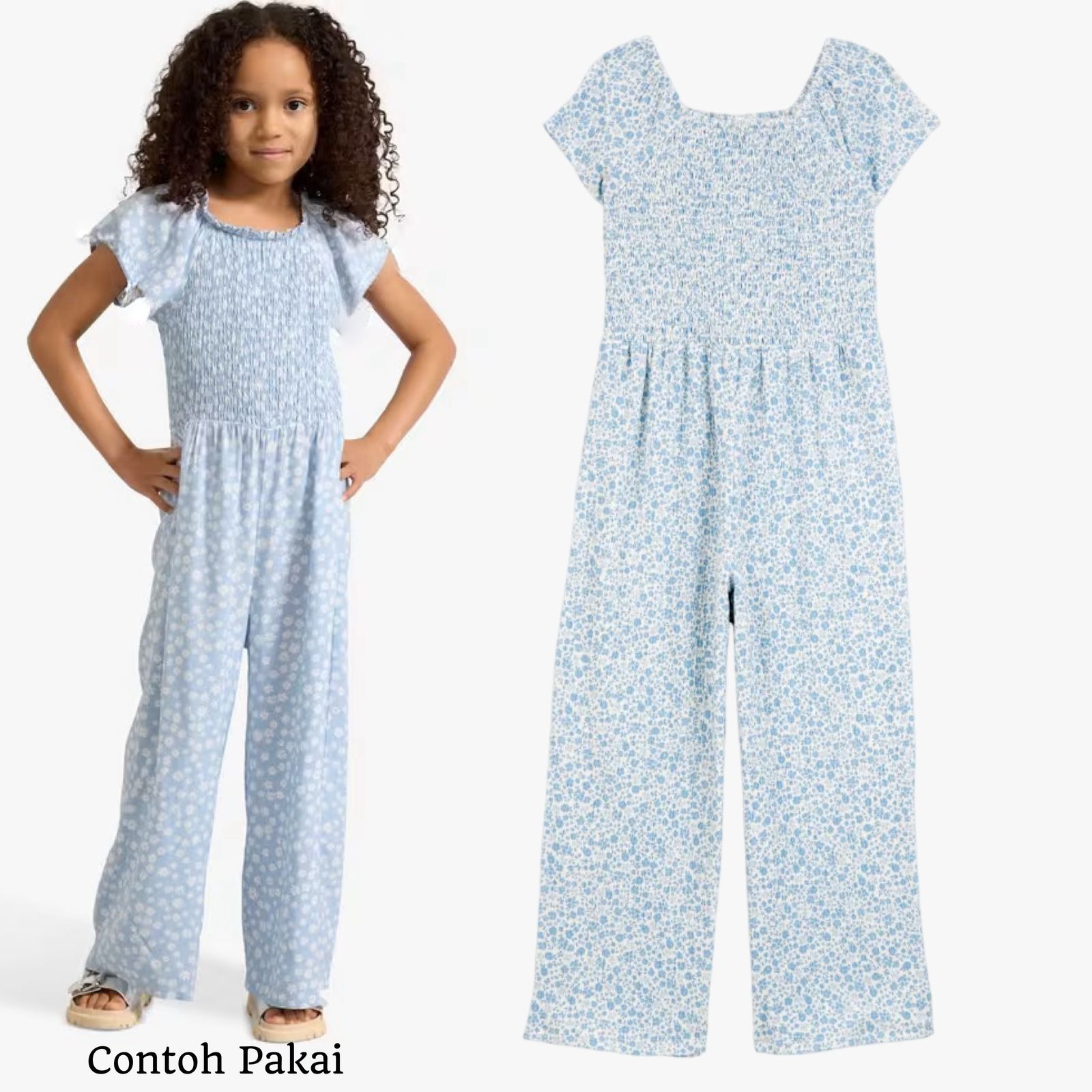 Carters Smocked Floral Jumpsuit