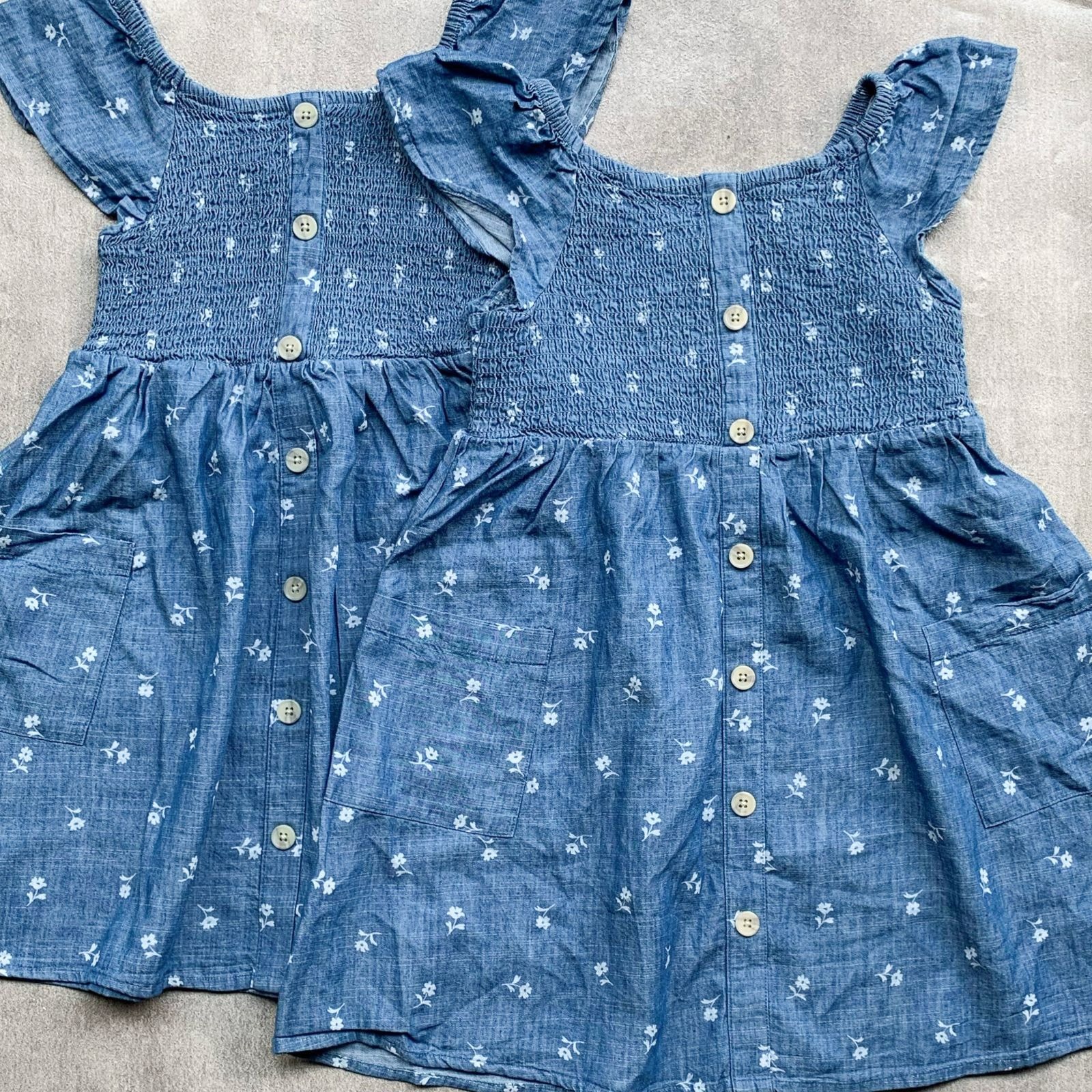 CATJACK Girls Chambray Smocked Dress