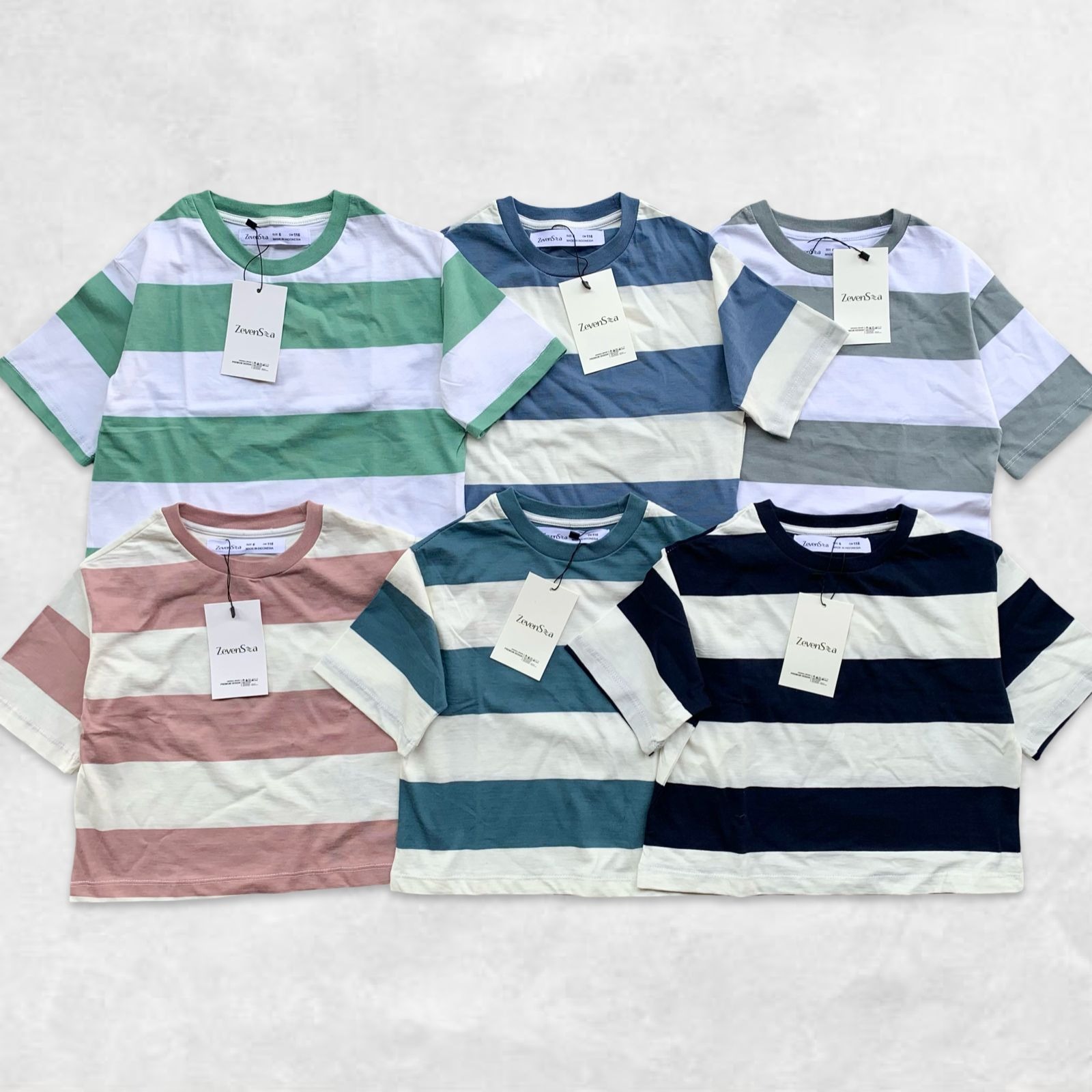 Zevensea Girls Striped T-Shirts