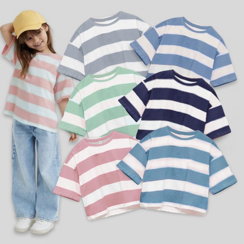 Zevensea Girls Striped T-Shirts
