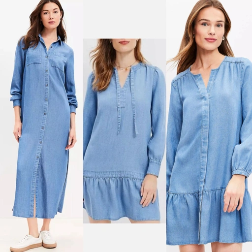 Image of LOFT Women Chambray Dress