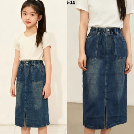 Image of Girls Midi Skirt Jeans