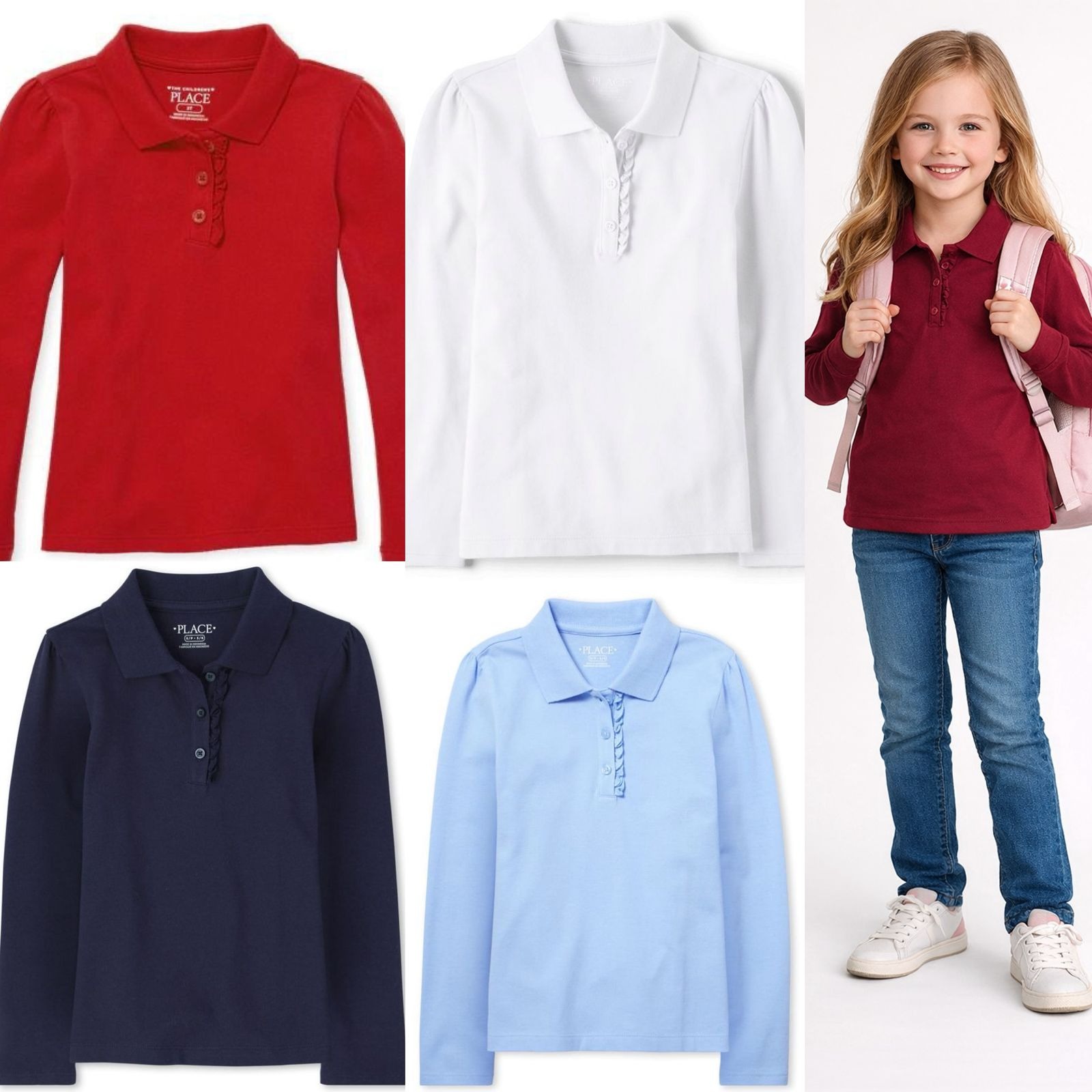 TCPlace Girls Polo Shirt Longsleeve