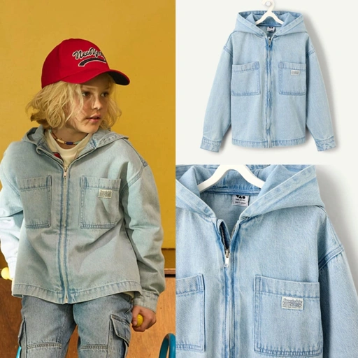 Image of Boys Denim Hoodie Jacket