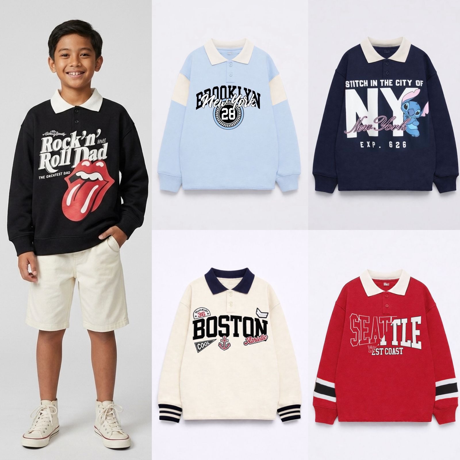 NMKids Kaos Kerah Lengan Panjang