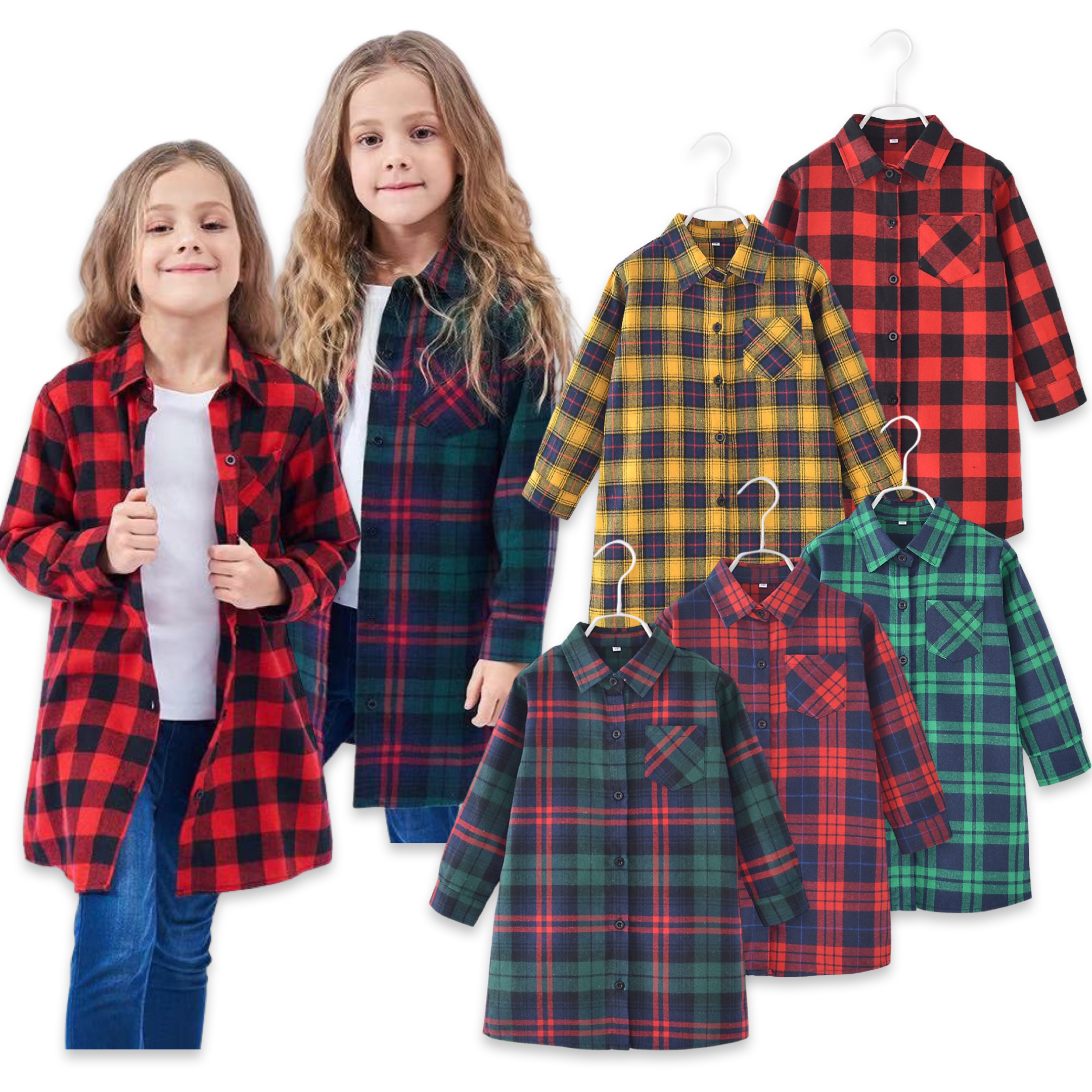 Kemeja Tunik Flannel Impor Anak Perempuan