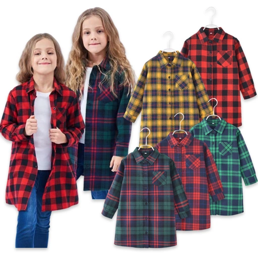 Image of Kemeja Tunik Flannel Impor Anak Perempuan