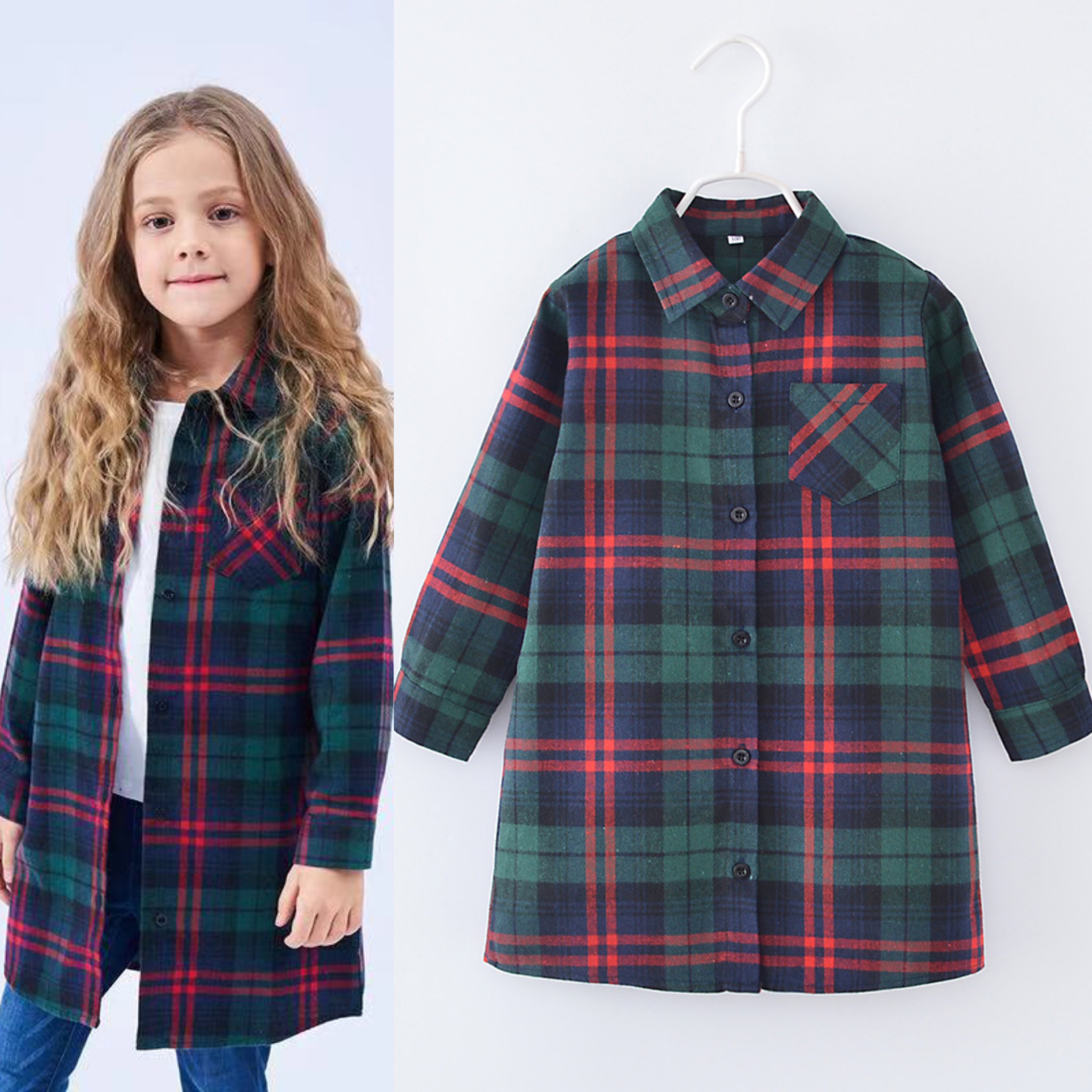 Kemeja Tunik Flannel Impor Anak Perempuan