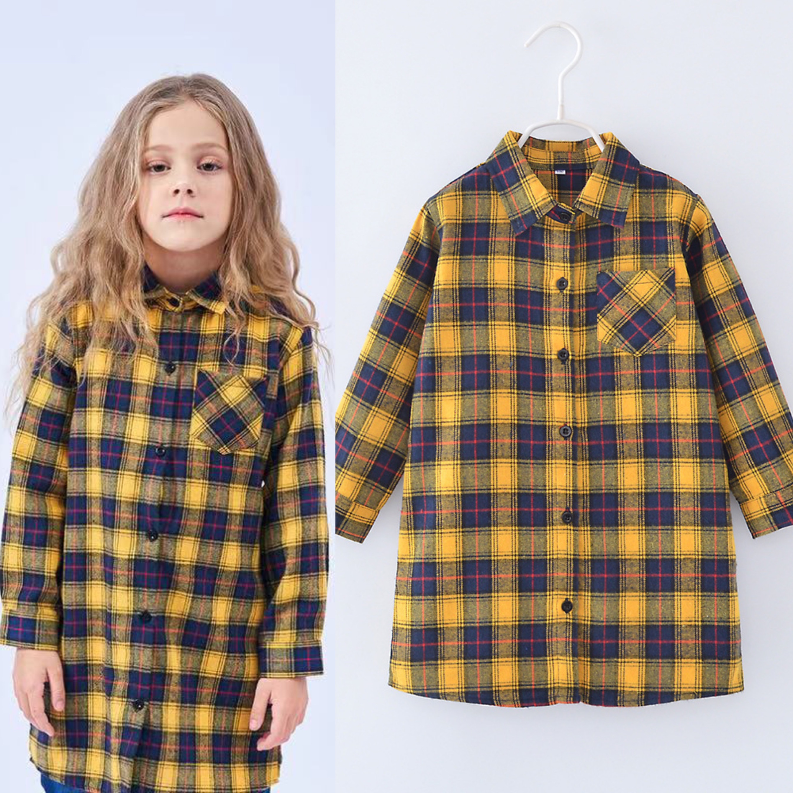 Kemeja Tunik Flannel Impor Anak Perempuan