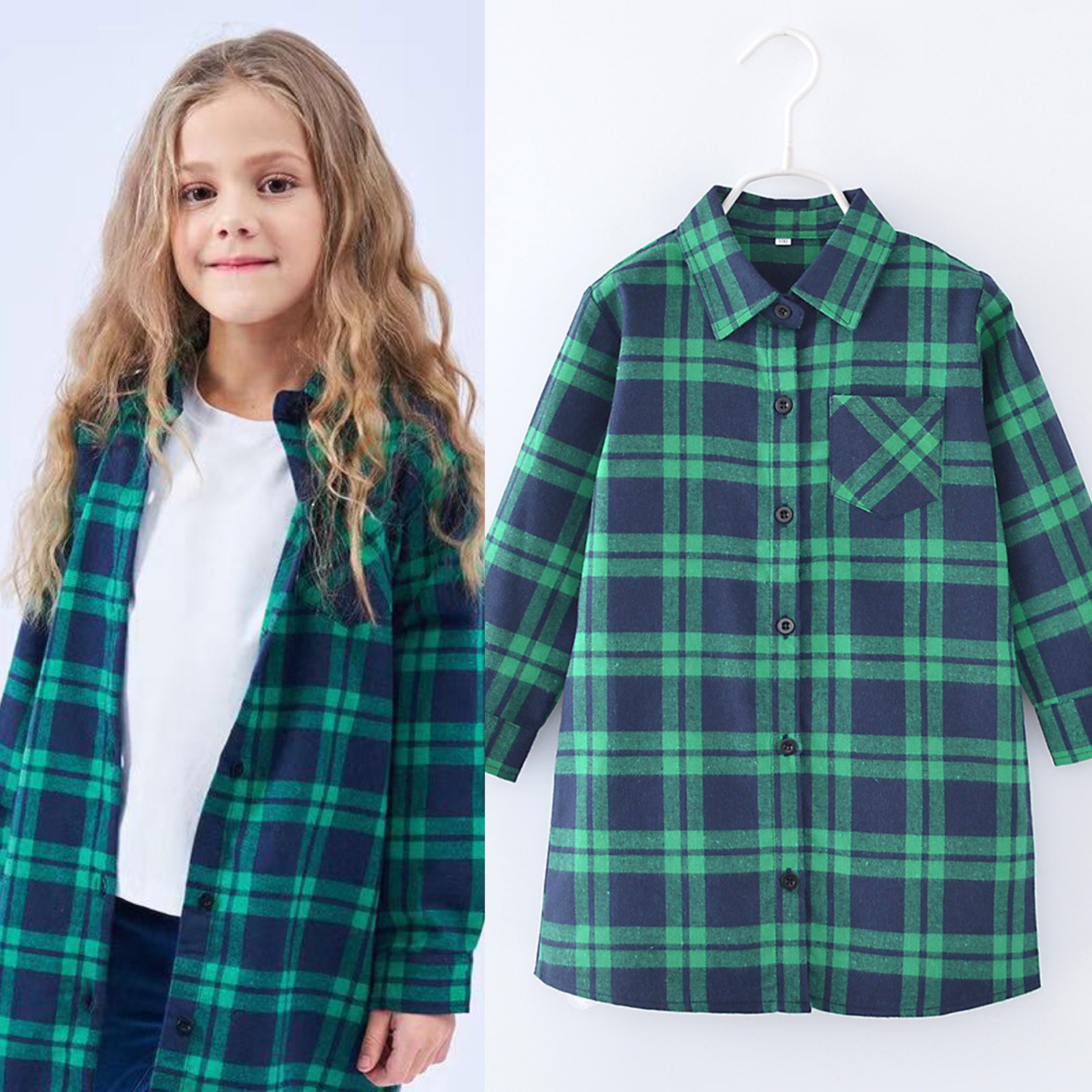 Kemeja Tunik Flannel Impor Anak Perempuan