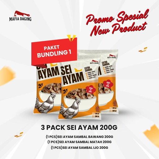 Image of [Mafia Daging] Promo Paket 3 Rasa Spesial New Product Sei Ayam 200g - Bundling 1