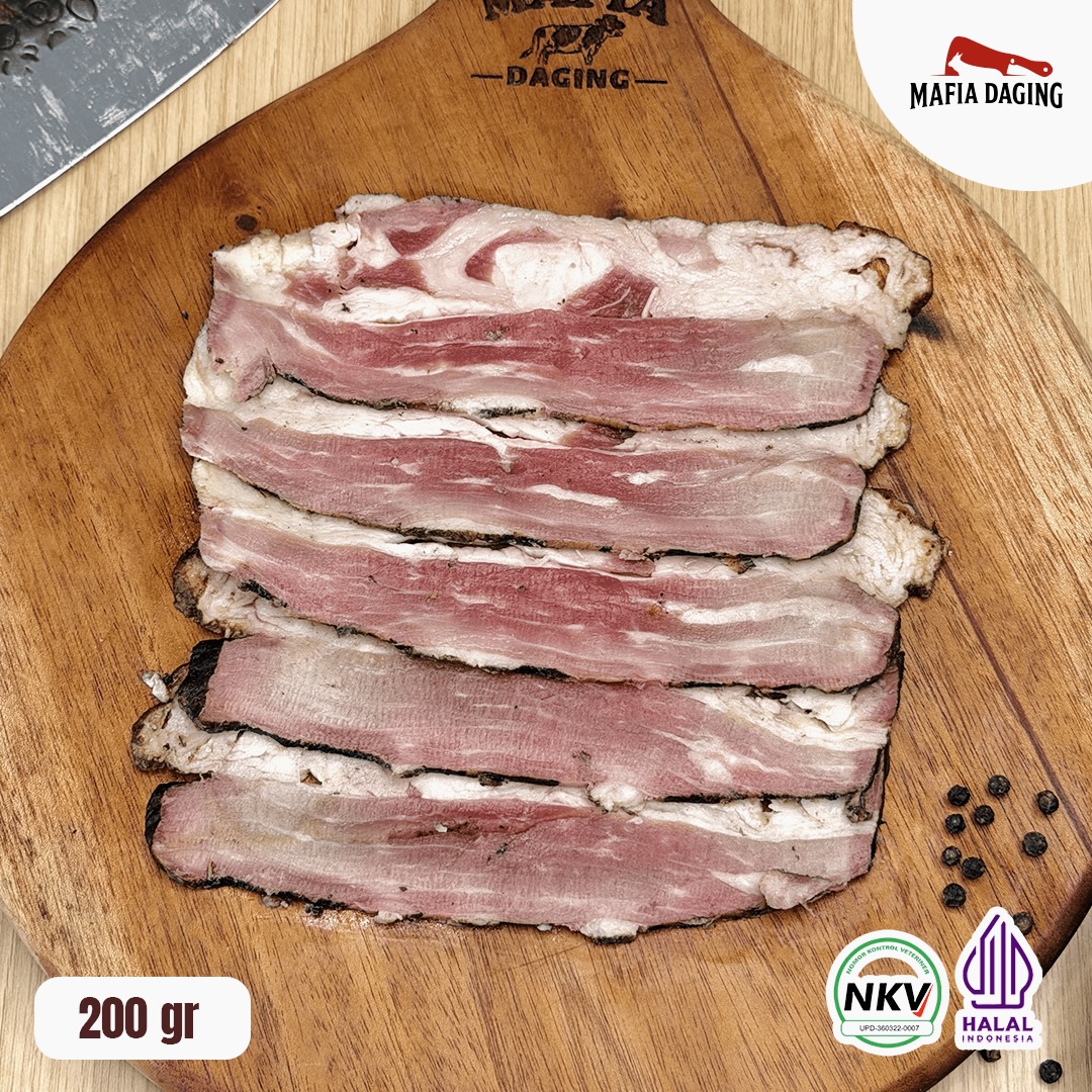 [Mafia Daging] Premium Smoked Beef / Smoked Beef Slice / Daging Sapi Asap / Smoked Beef Bacon Halal 200g