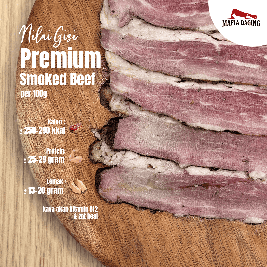 [Mafia Daging] Premium Smoked Beef / Smoked Beef Slice / Daging Sapi Asap / Smoked Beef Bacon Halal 200g