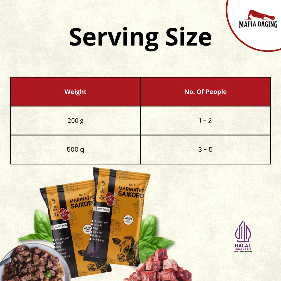 [Mafia Daging ]Marinated Saikoro 200 gram / Saikoro Marinasi Siap Masak / 6 Varian Rasa / 100% Halal