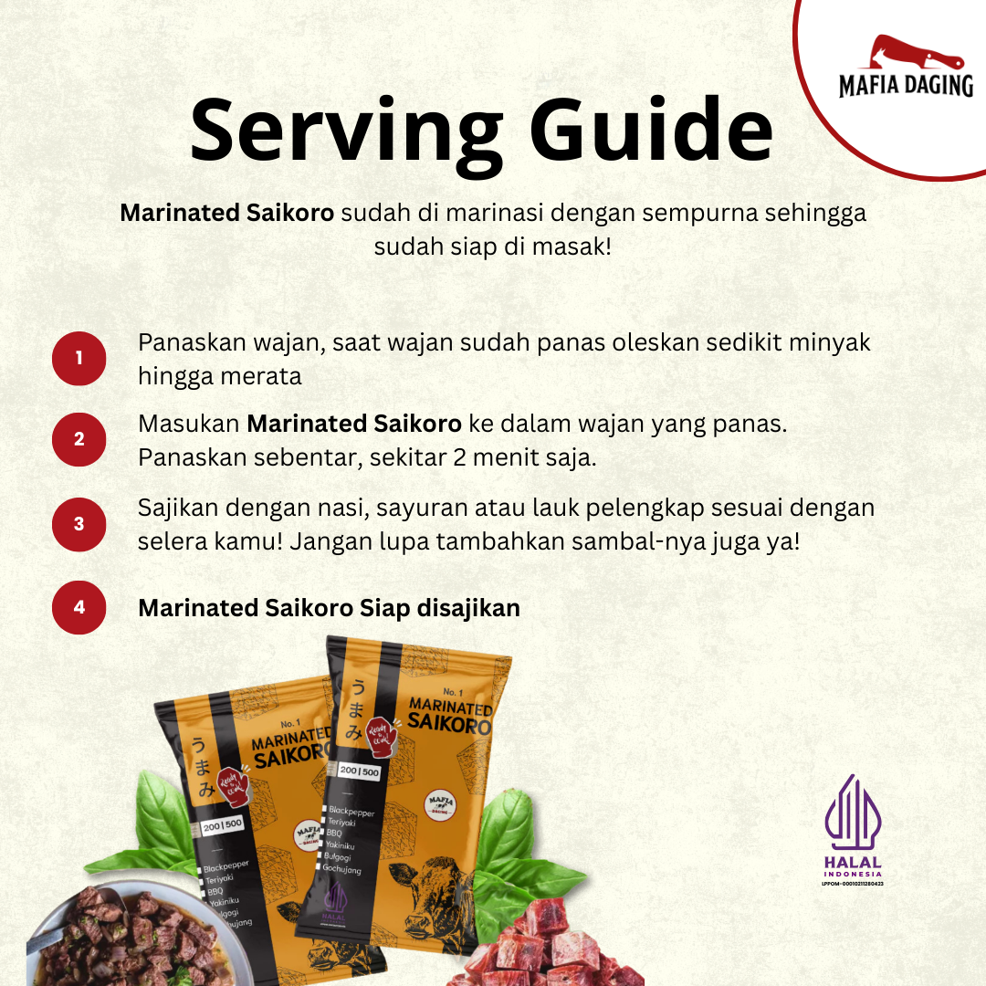 [Mafia Daging] Marinated Saikoro 500 gram / Saikoro Marinasi Siap Masak 100% Halal