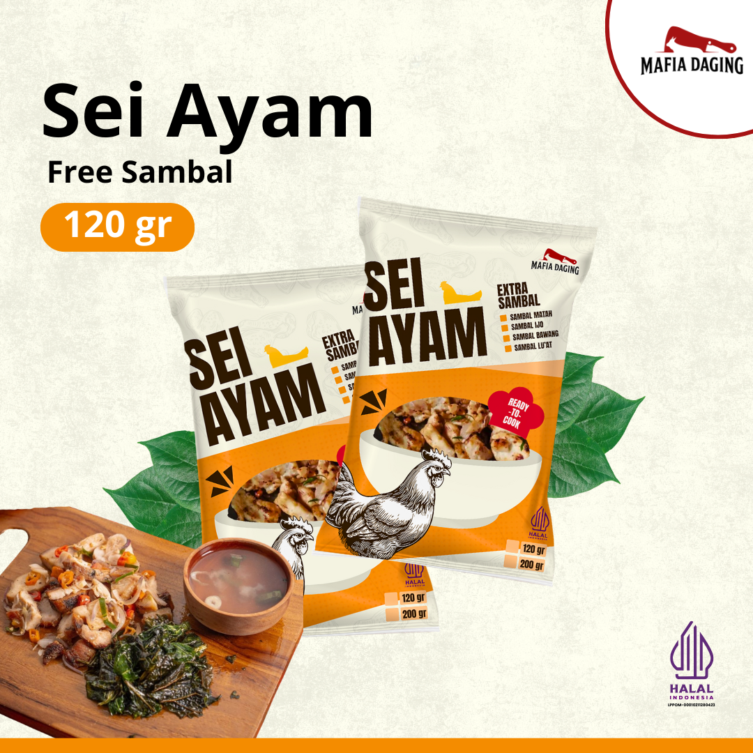 [Mafia Daging] Sei Ayam / Daging Ayam Asap Frozen Sambal Ijo Sambal Matah Sambal Bawang Sambal Lu'at 120g