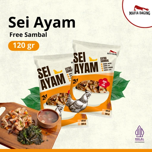 Image of [Mafia Daging] Sei Ayam / Daging Ayam Asap Frozen Sambal Ijo Sambal Matah Sambal Bawang Sambal Lu'at 120g