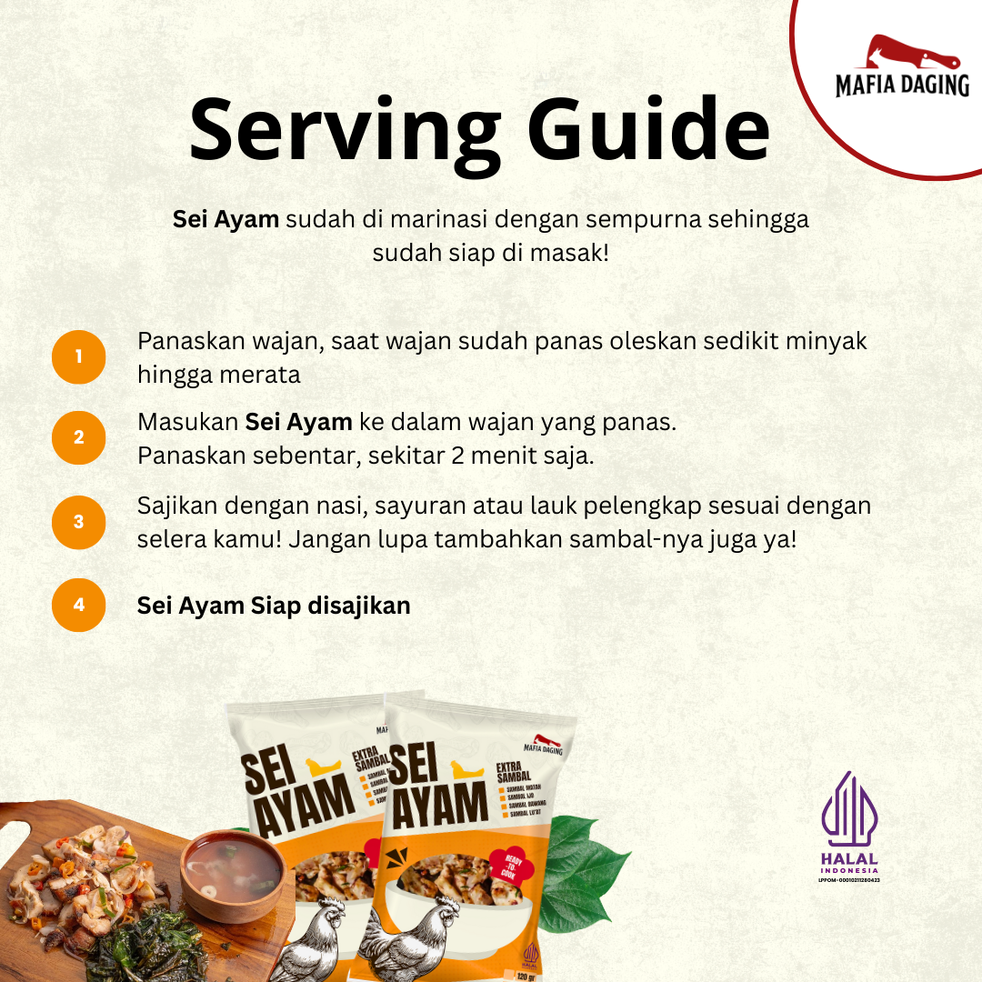[Mafia Daging] Sei Ayam / Daging Ayam Asap Frozen Sambal Ijo Sambal Matah Sambal Bawang Sambal Lu'at 200g