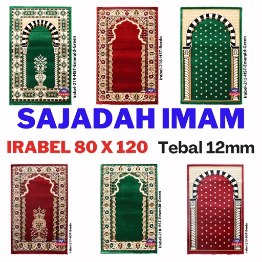 Image of Sajadah Imam Irabel 80cm x 120cm Tebal 12mm Sangat Padat Halus Lembut dan Elegan Alas Sholat Jumbo