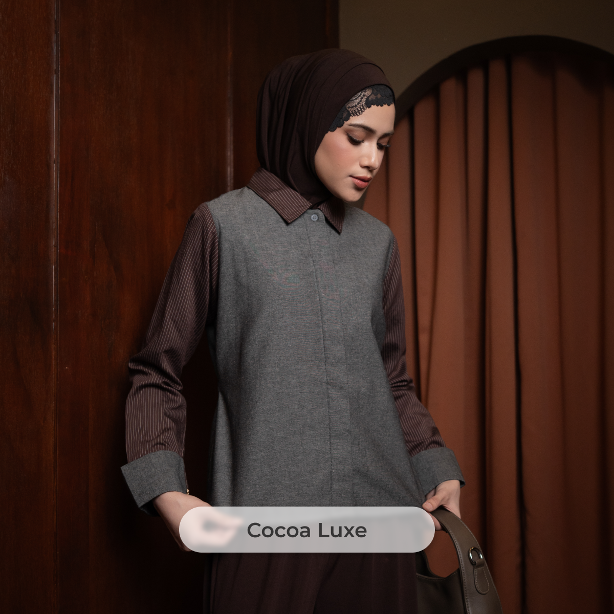 Deyn Scarf - Yura Denim Shirt - Cocoa Luxe