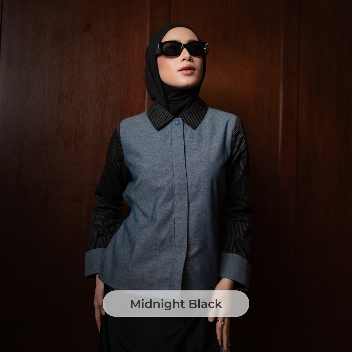 Deyn Scarf - Yura Denim Shirt - Midnight Black
