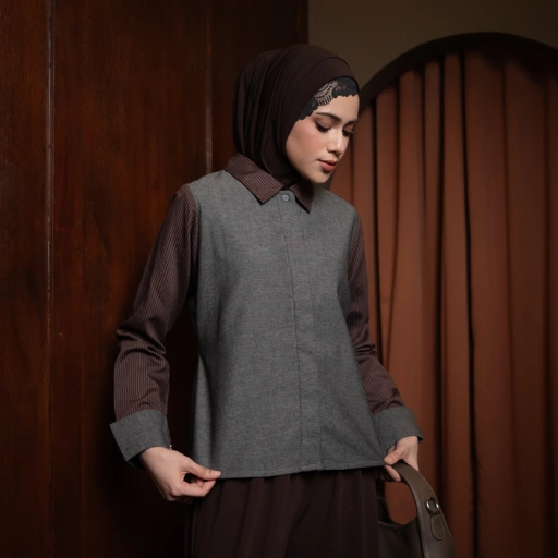 Image of Deyn Scarf - Yura Denim Shirt - Cocoa Luxe