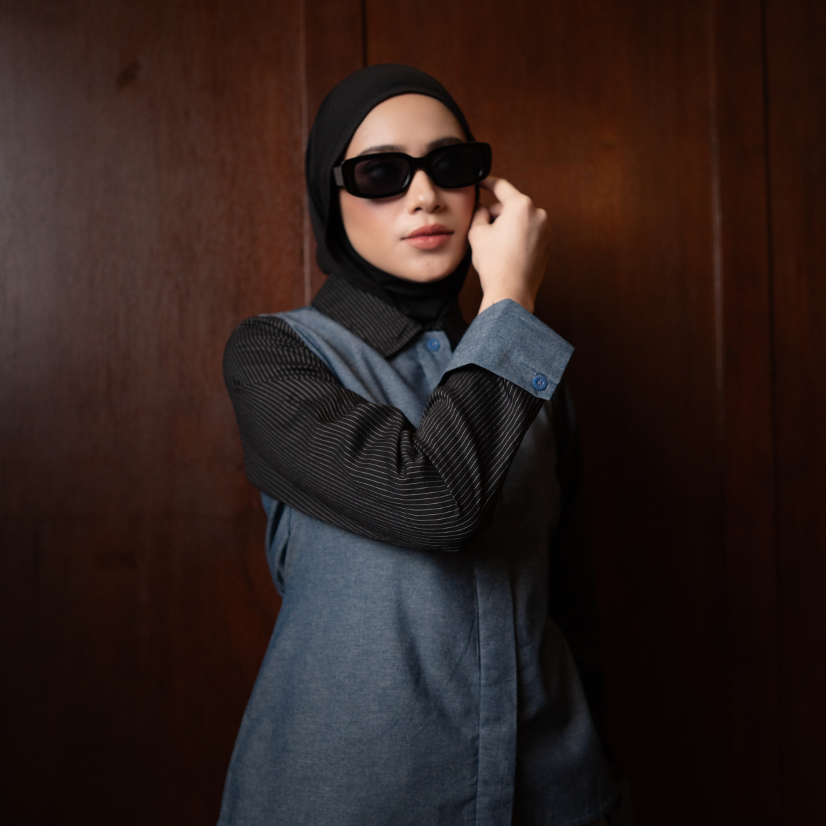 Deyn Scarf - Yura Denim Shirt - Midnight Black