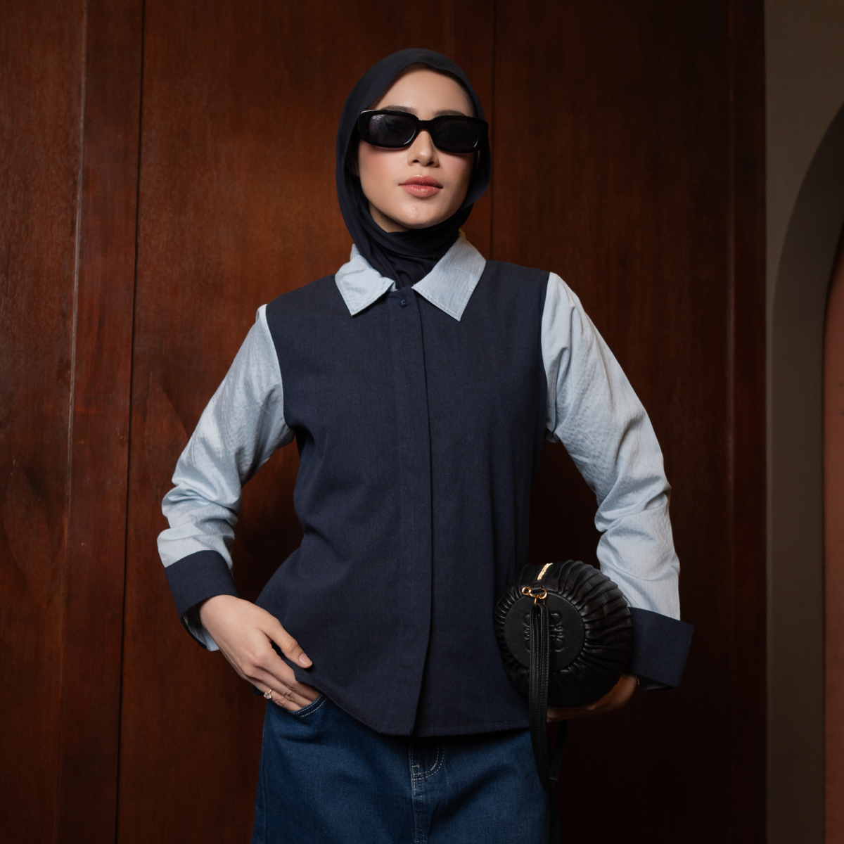 Deyn Scarf - Yura Denim Shirt - Midnight Frost