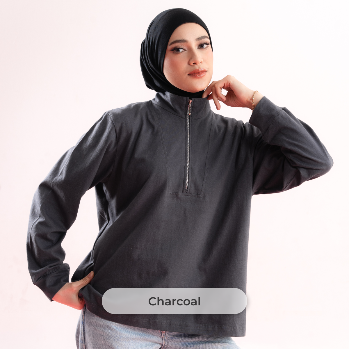 Deyn Scarf - Spill The Tee (Zipper Tee) - Charcoal
