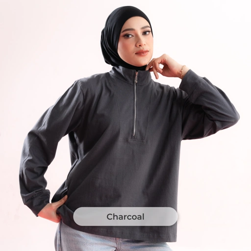 Deyn Scarf - Spill The Tee (Zipper Tee) - Charcoal